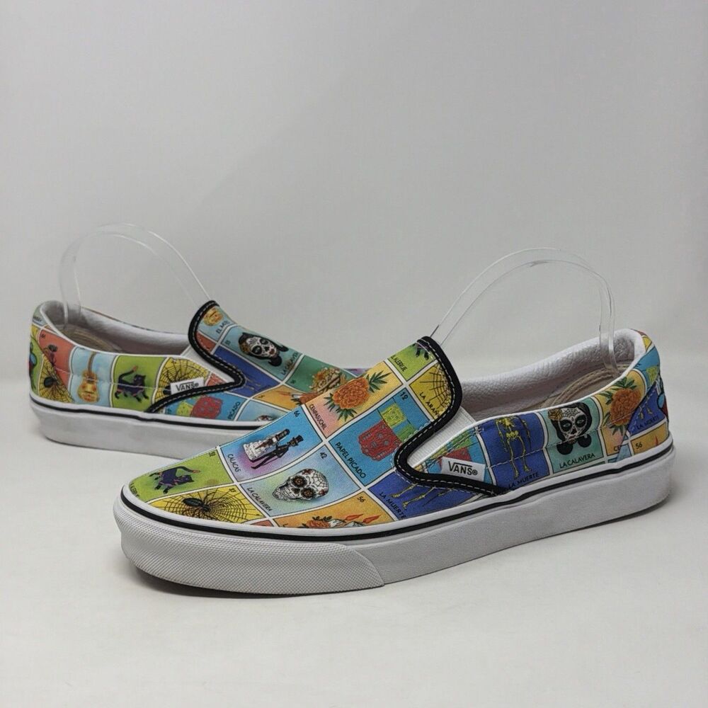 Vans Loteria Don Clemente Dia De Los Muertos Classic Slip On Womens 12 Mens 10.5